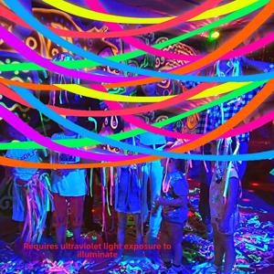 TEMU 야광 네온 종이 스트리머 - 결혼식, 생일, 할로윈 및 크리스마스용 UV 반응 글로우 파티 장식, 화려한 네온 색상, 4롤, 블랙 라이트 파티 용품, 네온 파티 장식, 크리스마스에 가장 적합