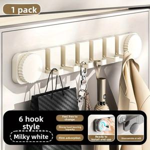 TEMU 2가지 옵션 흡착식 이중문걸이 후크 - 무드릴링, 강력한 접착제로 내구성 있는 입구용 옷장 수납대