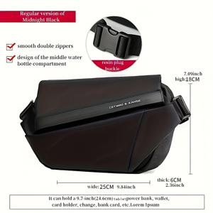TEMU 남성용 세련된 블랙 크로스바디 백 - 내구성 있는 옥스포드 소재, 조절 가능한 스트랩이 있는 지퍼 체스트 백, 통근 및 사이클링에 이상적, 남성용 트렌디한 숄더 백, 사이클링 백 | 트렌디한 숄더 백 | 기능적인 디자인, 소형 크로스바디 백|힙색