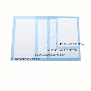 TEMU 애완동물 소변 패드 1개, 기본 모델 대형 흡수성 강아지 패드, 누출 방지 디자인, 빠른 건조, 4가지 사이즈, 애완용품, 탈취 기능의 일회용 흡수성 소변 패드, 기저귀 없음, 개용 소변대, 파란색과 흰색