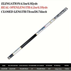 TEMU 초경량 낚시대 300cm-720cm 탄소 텔레스코픽 하드 조절 가능한 긴 막대 휴대용 담수 연못 잉어