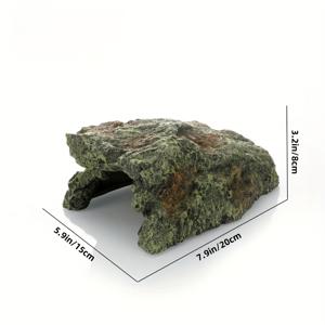 TEMU 자연스러운 레진 은신처 동굴과 이끼 녹색 질감 - 물고기, 새우 및 파충류를 위한 완벽한 숨은 장소 - 이상적인 수족관 및 테라리움 장식, 테라리움 은신처 | 장식용 은신처 | 세밀한 장인 정신