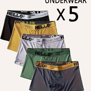 TEMU HEELO 남성용 박서 브리프 5팩 - 통기성 좋은 스판덱스 혼방, 