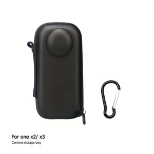 TEMU Insta 360 ONE X2/X3/X4용 내구성 있는 휴대 케이스, 손목 스트랩 카라비너가 달린 휴대용 소형 보관 가방 보호 커버 - 원래 렌즈 캡 포함 (원본용), 컴팩트하고 경량 디자인의 카메라 액세서리