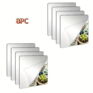 TEMU 아트 데코 8개 벽 거울 타일 장식 30x30cm 깨지지 않는 프레임리스 아크릴 사각형 거울, 가정용 헬스장, 거실, 욕실, 사무실, 헬스장, 전시 장면에 적합
