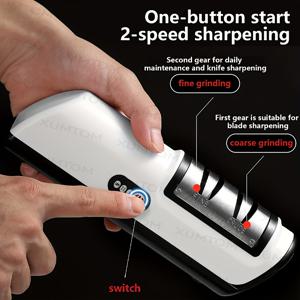 TEMU 2단계 전문가용 주방 칼갈이, 셰프 칼/세라믹 칼/과일 칼/슬라이싱 칼용 효율적인 자동 연마 장치|전동채칼