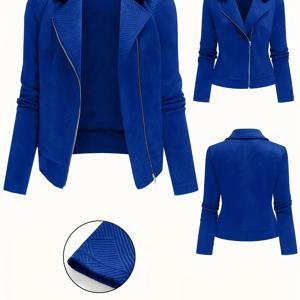 TEMU 여성용 우아한 단색 지퍼업 재킷 - 긴 소매, 라펠 칼라, 버튼 프론트, 가벼운 가을/겨울 아우터웨어 포켓 포함, 캐주얼 시크 스타일, 캐주얼 시크 재킷 | 라펠 칼라 재킷 | 지퍼가 있는 재킷, 가디건, 우아한 자켓, 청자켓