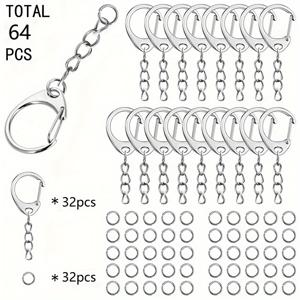 TEMU 64/108개 소형 C 스프링 랍스터 걸쇠 키체인 세트 (4링 펜던트 및 오픈 점프 링 포함), 할로윈 & 크리스마스 장식용 공예 액세서리