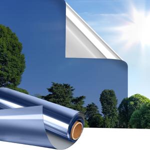 TEMU 1롤 창문 프라이버시 필름, 단방향 창문 틴트, 정전기 흡착 태양 차단 UV 방지 유리문 창 커버, 반사 거울 열 제어 틴팅 필름, 홈 오피스용