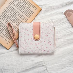 TEMU 소녀용 귀여운 고양이 패턴 미니 지갑 - 다수의 카드 슬롯과 신분증 홀더가 있는 가벼운 지퍼 동전 주머니, 신용카드 정리함 포함 - 휴대하기 편하고 스타일리시한 선물, 청소년, 대학생, 여자친구를 위한 캐주얼 액세서리 | 트렌디 월렛 | 내구성 있는 지퍼 지갑, 소형 지갑 | 화이트, 핑크, 그린, 블루, 블랙 옵션