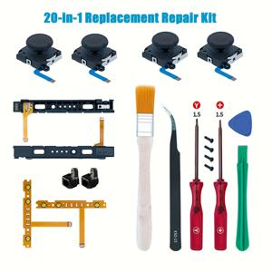 TEMU 20-in-1 수리 키트, 3D , 잠금 버클, 트랙 교체 및 도구 - 내구성 있는 스테인레스 스틸, 블루 & 블랙 옵션, 포괄적인 유지 보수 세트, 미끄럼 방지 그립 디자인, 스위치 수리 키트