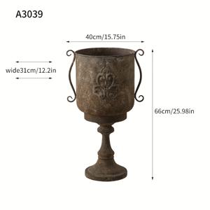 TEMU 유럽 스타일 대형 기관총 소총 스타일 철제 플로어 스탠딩 꽃병, 조각 및 디스트레스드 디자인 - 화려한 꽃무늬 패턴, 실내/실외 사용을 위한 튼튼한 금속 구조, 추수감사절에 적합, 크리스마스에 최고, 홈 데코를 위한 이상적인 선물 (추수감사절)