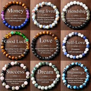 TEMU 9개 8mm 빈티지 탄성 비즈 목걸이, 부, 친구, 좋은 운, 사랑, 성공, 꿈, 번영, 번영을 상징합니다. 생일, 휴일, 캐주얼 의상에 적합하며, 청소년에게 완벽한 연중 행사입니다.