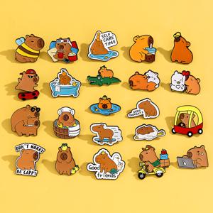 TEMU 12월 2023년 22개 재미있는 카피바라 세트 만화 배지 귀여운 동물 이미지 생명 컬러풀 창의적인 장식 브로치