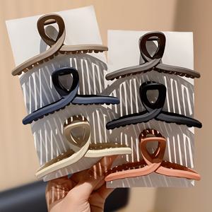 TEMU 6개 레몬 러브 모란디 컬러 헤어 클립 - 스타일리시 크로스 디자인, 사용하기 쉬움, 모든 머리 유형에 완벽한 여성 선물, 레진 소재, 다양한 색상(베이지, 블랙, 브라운, 핑크, 화이트, 라이트 블루), 귀여운 헤어 클립