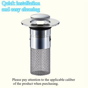 TEMU 1개 스테인리스 스틸 접이식 배수구 플러그 (헤어 필터 네트 포함), 간편한 설치 및 청소, 제거 가능한 보호 커버가 있는 이중 레이어 오염 방지 필터, 주방 싱크대, 욕실 샤워 욕조, 3.4-3.99 Cm 직경에 적합, 싱크대 물막이 가드, 설거지 물튀김방지, 싱크대 수전 헤드, 주방수전, 싱크대 물막이, 싱크대 물튀김 방지