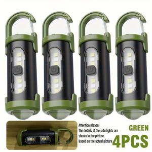 TEMU 4개 세트 MACROCOSM 미니 USB 충전식 LED 손전등, USB-COB 플러드라이트 4가지 모드 (토치, 스트로브, SOS, 플래시), 키체인 부착 가능 - 비상용, 캠핑, 하이킹, 대비 컴팩트 핸드헬드 COB 전구 조명