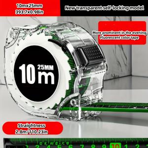 TEMU 레이저 잉크젯 코드가 있는 고정밀 자체 잠금 형광 스틸 줄자 - 내구성 있는 탄소강, 산업용 측정 도구|줄자