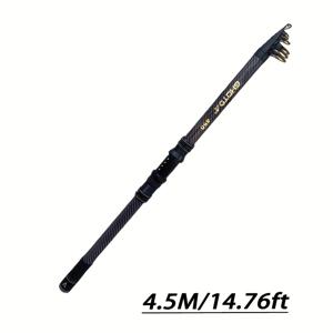 TEMU 슈퍼하드 카본 파이버 롱 쓰로트 로드 - 210-450cm 미디엄 패스트 액션 고감도 낚실판, 대형 코크 핸들 & 조절 가능한 라인 롤러, 초경량 휴대용 텔레스코픽 디자인 (300/360/450cm 모델)|낚시대
