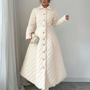 TEMU 여성용 우아한 롱 코트 - 베이지색 겨울 아우터, 버튼 앞면 클로저, 포멀 및 일상적인 행사에 적합한 구조적인 롱 기장 - 시크한 오피스, 파티, 캐주얼 의상 - 간편한 관리 여성 의류, 오피스 웨어, 세련된 디자인, 스타일리시한 재킷