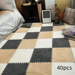 TEMU 40개 세척 가능한 플러시 퍼즐 매트 세트 - 튼튼한 카펫 타일 침실, 거실, 주방, 발코니용 - 미끄럼 방지, 빠른 건조 정사각형 러그 - 현관, 창문, 침대 옆 놓을 크리스마스 할로윈 홈 데코 - EVA 배킹, 폴리에스테르 원단, 1cm 두께, 500gsm