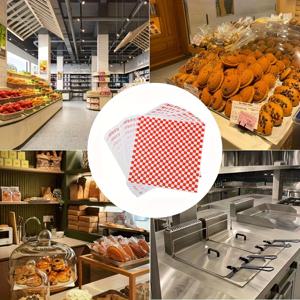 TEMU 200pcs 오일-프루프 레드와 화이트 체크어트 종이 시트 - 버거, 샌드위치, 튀긴 스낵에 이상적 - 바구니 라인러 종이, 상점 및 레스토랑에 적합, 오일-프루프 라인 | 체크 패턴 | 오일-프루프 재료, 베이킹 종이