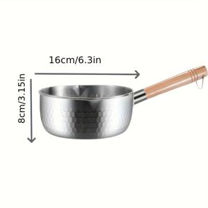 TEMU 1pc 스테인레스 스틸 냄비, 나무 손잡이 - 인덕션 및 오픈 플레임 호환, 수프, 초콜릿, 치즈, 핫 소스용 다용도, 내구성 있는 주방 및 레스토랑 조리기구, 요리, 식품 준비, 인간 중심 디자인, 열 저항성 소재, 가정 요리사