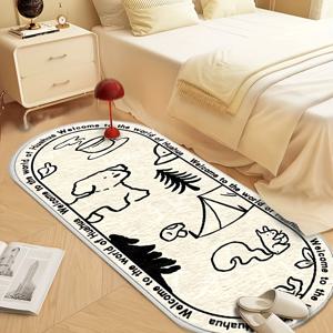 TEMU 고화질 프린트 오벌 매트, 양면 밑단 처리 욕실 게임룸 거실 침실용 미끄럼방지 패션 매트, 세탁기 사용 가능, 쉬운 청소, 거실·침실·주방·세탁실 선물용 생일 선물