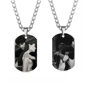 TEMU 개인화된 스테인레스 스틸 펜던트 목걸이 - 개인화된 사진 추억, 내구성 있는 방수 디자인 - 남성, 커플, 남자친구, 가족 및 친구를 위한 이상적인 선물, 재미있는 스타일, 검은 합금 패션 액세서리|남자목걸이