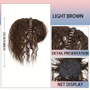 TEMU 우아한 흰색 라인스톤 헤어 밴드 위그 - 한조각 모사, 전체 상단 커버, 곱슬거리는 파도, 고온 섬유, 여성 패션 액세서리, 라인스톤 위그