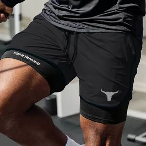 TEMU 남성용 2-in-1 퀵드라이 통기성 트레이닝 반바지 - 가벼운 여름 운동 반바지, 정상 핏, 스트레치되지 않는 소재, 체육관, 달리기 및 캐주얼 착용용 포켓, 체육관 반바지, 스포티한 디자인, 수분 흡수 소재|비치웨어