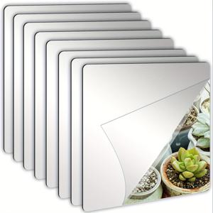 TEMU [2D 플랫] 8pcs 자체 접착 아크릴 벽 거울, 8x8 인치 둥근 모서리 프레임리스 미러 타일, 침실, 홈 체육관 및 문 장식용 유연한 플라스틱 미러 시트, 미러 벽 장식