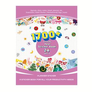 TEMU 1700개 크리에이티브 플래너 스티커 북, 연간 계획, 여행, 스크랩북, 달력 장식, 휴일 기록, 아이콘 및 견적, 사무용품, 동물, 식물, 알파벳 및 숫자 패턴, 종이 재질, 영어 텍스트