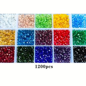 TEMU 1200개 유리 비즈 4mm/0.157인치 보석 제작용 액세서리, DIY 비즈 팔찌, 목걸이, 귀걸이에 적합한 15가지 색상 포인트 비드 유리 로마보이드 비즈 세트 DIY 수제 비즈 재료 주얼리 액세서리 도매