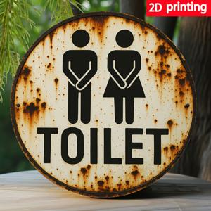 TEMU 2D 플랫 빈티지 화장실 표지판 금속 벽 장식 - 남성 및 여성 상징이 있는 7.87x7.87인치 러스틱 욕실 장식, 방수 및 방진 철제 레트로 플라크, 집/사무실/레스토랑/차고용 - 걸기 쉬움, 청소 간편, 독특한 선물 아이디어, 유머러스 장식품 | 쉬운 설치, 화장실 액세서리, 방 꾸미기에 완벽