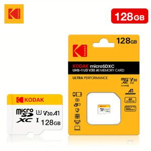 TEMU KODAK 미니 메모리 SD 카드 256GB 128GB 64GB 32GB U3 V30 4K 풀 HD TF 플래시 카드 (휴대폰/컴퓨터/카메라용)