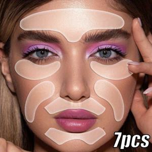 TEMU 이마 및 입술용 재사용 가능한 실리콘 패치 7개 세트 - 강력한 접착력, 파라벤 프리, 라이트 베이지 탄력 향상, 주름 개선, 수면 마스크 및 루틴에 이상적, 호르몬 없는