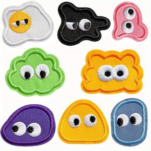 TEMU 8개 귀여운 몬스터 자수 패치 - DIY 의류, 재킷, 백팩, 청바지, 신발을 위한 8가지 독특한 디자인의 자체 접착식 색상 아이언온 어플리케, 맞춤형 배낭 장식, 놀이용 액세서리, 쉬운 적용 패치, 내구성 있는 스티칭, 패션 DIY