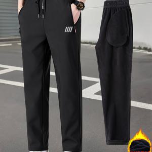 TEMU 남성용 보온 겨울 바지, 탄성 드로스트링 허리 & 지퍼 포켓 - 스키, 스노ーボ드, 야외 활동을 위한 강력한 보온 트라우저 - 추운 날씨 바지 (세탁기 사용 가능) - 스키, 남성용 보온 바지로 적합, 여름바지 남성, 남성 바지, 남성여름, 남자 와이드 팬츠, 가을남성바지, 가을바지 남성, 남성 여름바지, 남성 면바지|냉장고바지|남자바지|바지