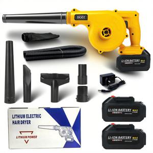TEMU ocicc 충전식 리튬이온 고출력 송풍기 본품 + 배터리3개 무선 헤어 드라이어 진공 콤보 4-in-1 3개 노즐 및 3가지 송풍 및 흡입 모드 연장 튜브 및 가변 속도