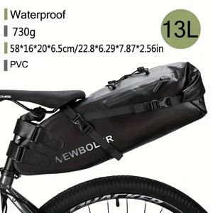 TEMU 뉴볼러 고품질 자전거 안장 가방 - 대용량 3-13L, 접이식 테일 패니어 MTB 및 로드 바이크용, 내구성 있는 PVC 소재, 안전 스트랩 다수 구획, 청소 용이, 장거리 사이클링에 적합한 자전거 백