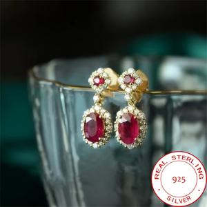 TEMU S925 스털링 실버 이미테이션 사파이어가 세팅된 귀걸이 드롭, 여성용, Approximately 3g, 여성 주얼리, 그녀를 위한 선물, 시크한 디자인, 고급스러운 장식품, 내구성 있는 귀걸이, 정교한 공예, 가벼운 무게의 액세서리, 패션과 주얼리를 사랑하는 분들을 위한