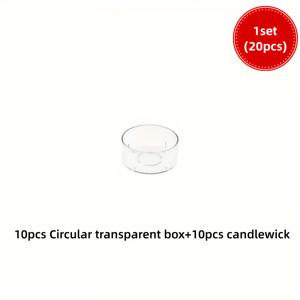 TEMU 1세트 (20개) DIY 양초 만들기 도구, 10개 양초 컵 + 10개 양초 심지, 플라스틱 투명 티라이트 양초 컵 홀더, 하트, 사각형, 원형 모양의 티라이트 컵과 26mm 양초 심지, 이드, 라마단 선물