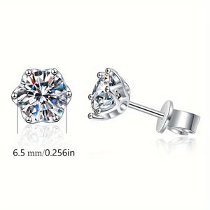 TEMU 2개 모이사나이트 스터드 귀걸이 저자극성 0.5ct-2ct D 컬러 라운드 컷 18K 화이트 골드 도금 925 스털링 실버 귀걸이 여성 남성 선물 2.1g, 정장용 주얼리,파티 주얼리,시대를 초월한 디자인,세련된 스타일,고품질 도금,내구성 있는 장인 정신,고급 주얼리,솔리테어 귀걸이,보석 수집가|링귀걸이