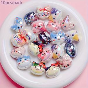 TEMU 10개 COOSTEE 3D 고양이 머리 비즈 - 생동감 넘치는 컬러와 재미있는 패턴의 귀여운 캐릭터, DIY 액세서리 제작용, 폰 체인, 키링, 가방 장식, 고양이 소품, 매력적인 디자인, 부드러운 질감, 내구성 있는 재질, 공예 애호가를 위한 핸드메이드 제품|키링|키링부자재