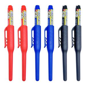 TEMU 6pcs 45mm 긴니브 마킹 펜, 깊은 구멍용, 빠르게 건조되는 방수 오일기반 잉크 - 블랙, 블루, 레드 잉크, 펜 슬리브 스케일 디자인, DIY 공예 - 중간 포인트, 목재, 플라스틱, 유리, 금속, 세라믹, 인조 가죽, 건설 도구, 목공 도구, 건설, 욕실 설치, 장식 고정 및 목재 마킹에 적합, 내구성이 뛰어난 PPSU 플라스틱으로 제작