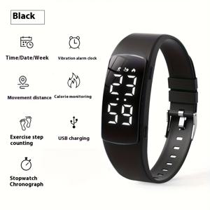 TEMU 블루투스 없는 스포츠 워치 거리 추적 시계 (여성 및 남성용) 만보기 칼로리 카운터 알람 시계 LED 피트니스 워치 고품질 디지털 손목시계 휴일 생일 선물|계산기|손목시계