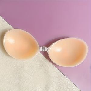 TEMU 여성용 100% 실리콘 프론트 클래스 스트랩리스 푸시업 브라 - 반투명 디자인의 시멘트 접착 리프트, 중간 스트레치 편안함 및 손세탁 관리, 웨딩 란제리 및 일상용 언더웨어 액세서리용 섹시한 레귤러 핏, 스트랩리스 푸시업 브라, 감각적인 언더웨어, 부드러운 질감의 원단