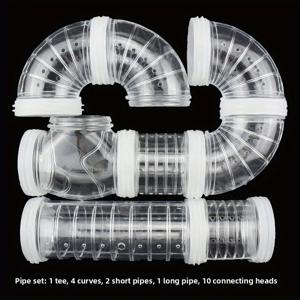 TEMU 18피스 햄스터 터널 시스템 - 안전 잠금 링이 있는 연결 가능한 튜브, 투명 PVC 배관 파이프, 햄스터 케이지용, 소동물 서식지, 수족관 - 간편 조립, 공간 절약형, 햄스터 훈련 및 놀이 (햄스터, 쥐, 저빌에 안전), 모듈러 설계, 견고한 구조, 저빌 액세서리, 설치류 보관함