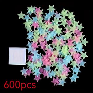 TEMU 600개 혼합 컬러 야광 별, 벽 및 천장 장식용 별 스티커, 모던 홈 데코, 완벽한 선물 선택, 선물 아이디어,방 장식,어둠 속에서 빛나는,현대적 디자인,쉬운 설치,탈착식 스티커,Peelandstick 별들